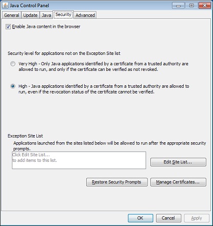 java security settings for mac